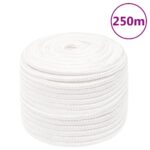 vidaXL Lodné lano biele 12 mm 250 m polypropylén