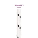 vidaXL Pracovné lano biele 16 mm 100 m polyester – Obrázok 6