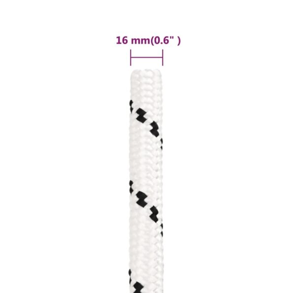 vidaXL Pracovné lano biele 16 mm 100 m polyester – Obrázok 6