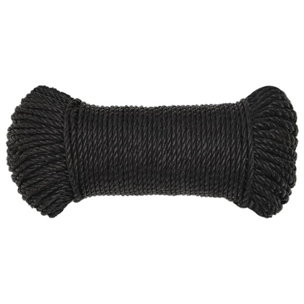 vidaXL Pracovné lano čierne 8 mm 50 m polypropylén – Obrázok 3