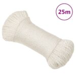 vidaXL Pracovné lano biele 8 mm 25 m polypropylén