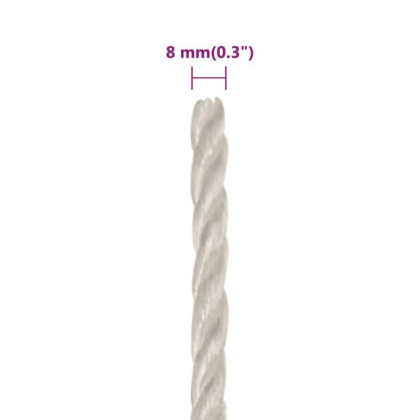 vidaXL Pracovné lano biele 8 mm 25 m polypropylén – Obrázok 6