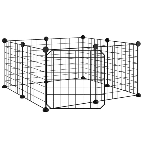 vidaXL 8-panelová klietka pre domáce zvieratá s dvierkami čierna 35x35 cm oceľová – Obrázok 4