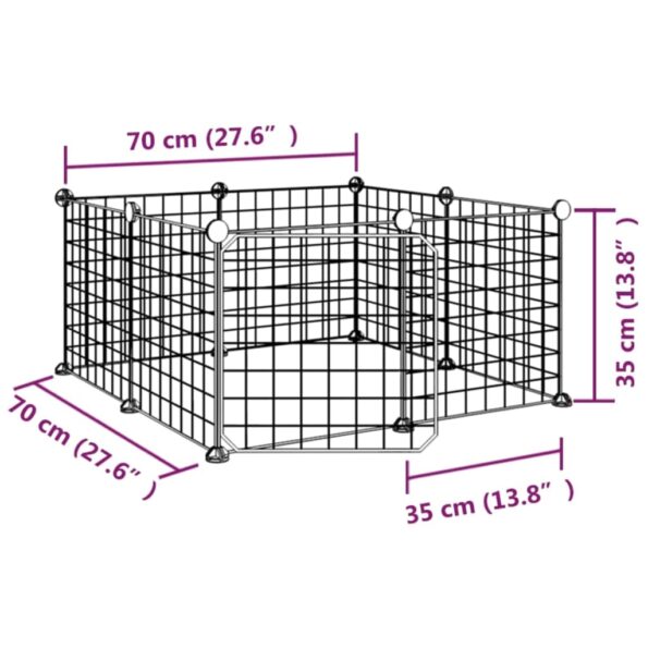 vidaXL 8-panelová klietka pre domáce zvieratá s dvierkami čierna 35x35 cm oceľová – Obrázok 8