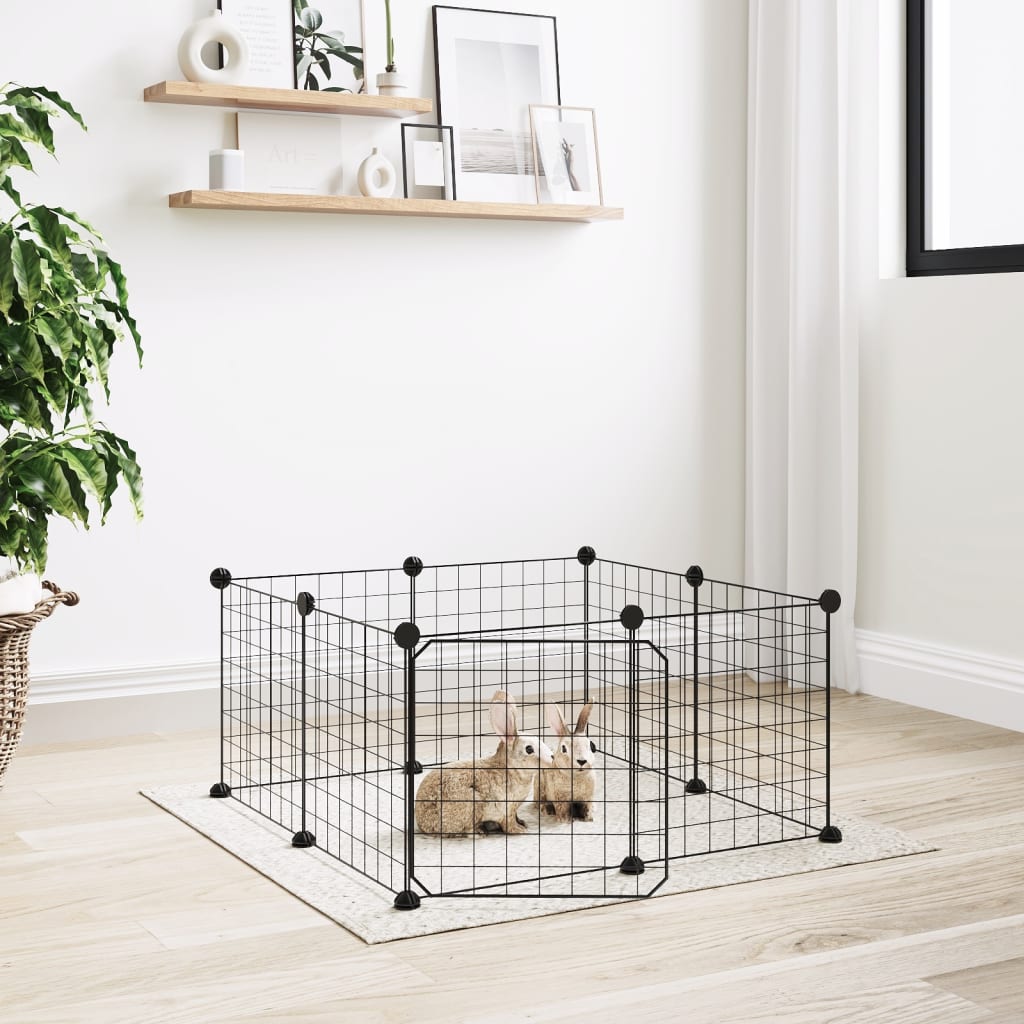 VXL8720287140870_m_en_hd_1.jpg vidaXL 8-panelová klietka pre domáce zvieratá s dvierkami čierna 35x35 cm oceľová – Obrázok 1