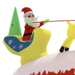 vidaXL Nafukovacia vianočná dekorácia Santa so sobmi s LED 145 cm – Obrázok 5