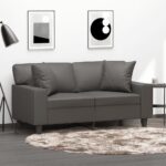 vidaXL Dekoratívne vankúše 2 ks sivé 40x40 cm umelá koža