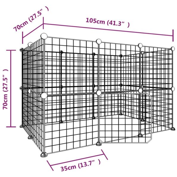 VidaXL 20-panelová klietka pre domáce zvieratá čierna 35x35 cm oceľ – Obrázok 4