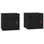 vidaXL Nástenné skrinky 2 ks čierne 31,5x30x30 cm masívna borovica – Obrázok 2