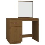 vidaXL Toaletný stolík hnedý 95x50x134 cm masívne borovicové drevo – Obrázok 2