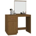 vidaXL Toaletný stolík hnedý 95x50x134 cm masívne borovicové drevo – Obrázok 4
