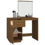 vidaXL Toaletný stolík hnedý 95x50x134 cm masívne borovicové drevo – Obrázok 5