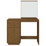 vidaXL Toaletný stolík hnedý 95x50x134 cm masívne borovicové drevo – Obrázok 6