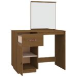 vidaXL Toaletný stolík hnedý 95x50x134 cm masívne borovicové drevo – Obrázok 8