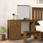 vidaXL Toaletný stolík hnedý 95x50x134 cm masívne borovicové drevo