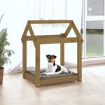 vidaXL Posteľ pre psa medovohnedá 61x50x70 cm borovicový masív – Obrázok 3