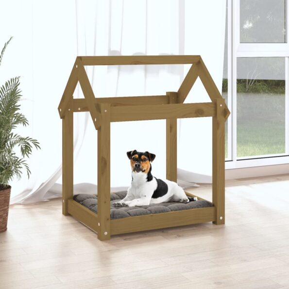 vidaXL Posteľ pre psa medovohnedá 61x50x70 cm borovicový masív – Obrázok 3