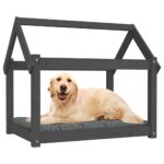 vidaXL Posteľ pre psa sivá 81x60x70 cm borovicový masív – Obrázok 4