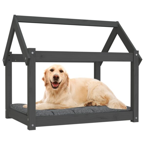 vidaXL Posteľ pre psa sivá 81x60x70 cm borovicový masív – Obrázok 4