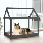 vidaXL Posteľ pre psa sivá 101x70x90 cm borovicový masív – Obrázok 3