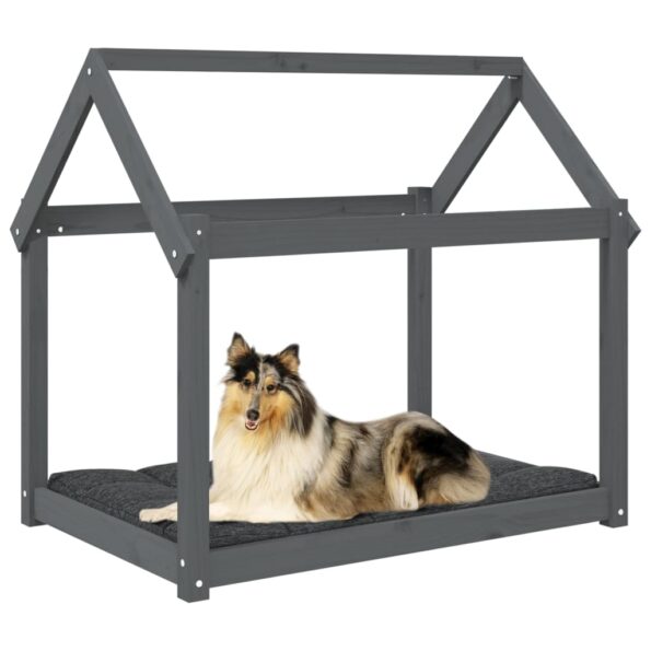 vidaXL Posteľ pre psa sivá 101x70x90 cm borovicový masív – Obrázok 4