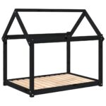 vidaXL Posteľ pre psa čierna 111x80x100 cm borovicový masív – Obrázok 2