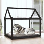 vidaXL Posteľ pre psa čierna 111x80x100 cm borovicový masív – Obrázok 3