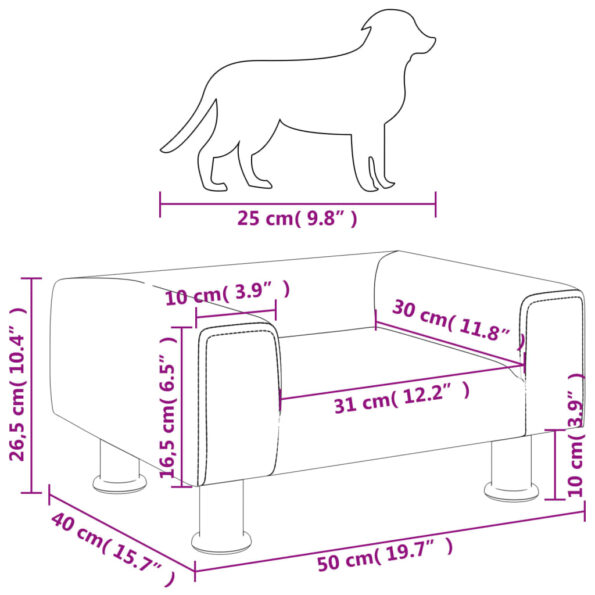 vidaXL Pelech pre psa čierny 50x40x26,5 cm zamat – Obrázok 7
