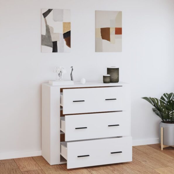 vidaXL Komoda biela 80x33x70 cm spracované drevo – Obrázok 7