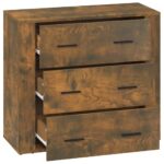 vidaXL Komoda dymový dub 80x33x70 cm spracované drevo – Obrázok 4
