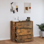 vidaXL Komoda dymový dub 80x33x70 cm spracované drevo – Obrázok 7