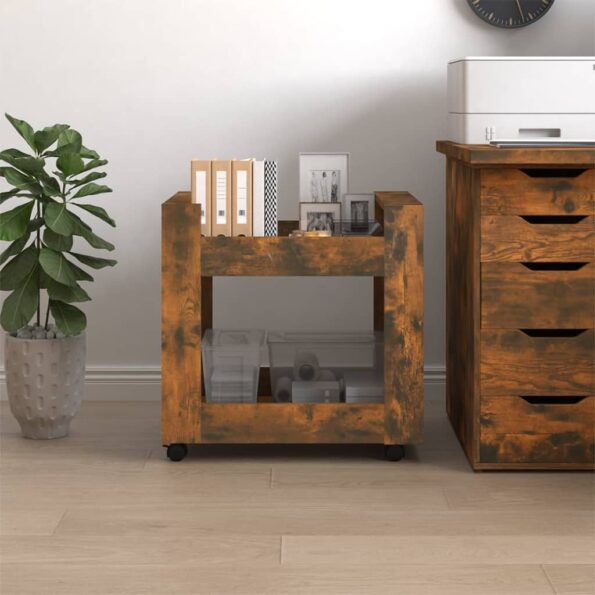 vidaXL Stolový vozík dymový dub 60x45x60 cm spracované drevo – Obrázok 4