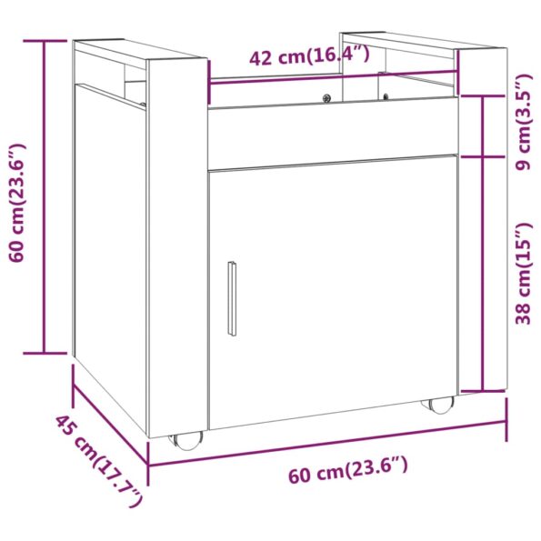 vidaXL Stolový vozík dymový dub 60x45x60 cm spracované drevo – Obrázok 11