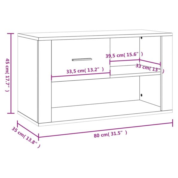vidaXL Botník lesklý biely 80x35x45 cm spracované drevo – Obrázok 9