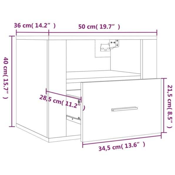 vidaXL Nástenný nočný stolík čierny 50x36x40 cm – Obrázok 10