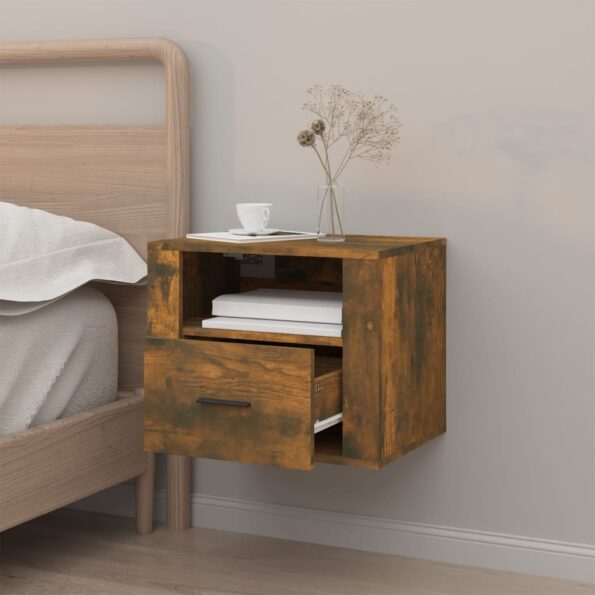 vidaXL Nástenný nočný stolík dymový dub 50x36x40 cm – Obrázok 3