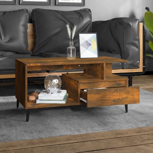 vidaXL Konferenčný stolík dymový dub 90x49x45 cm spracované drevo – Obrázok 3