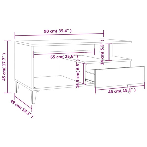 vidaXL Konferenčný stolík dymový dub 90x49x45 cm spracované drevo – Obrázok 9