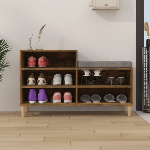 vidaXL Botník dymový dub 102x36x60 cm spracované drevo – Obrázok 3
