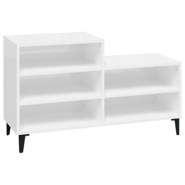 vidaXL Botník lesklý biely 102x36x60 cm spracované drevo – Obrázok 2
