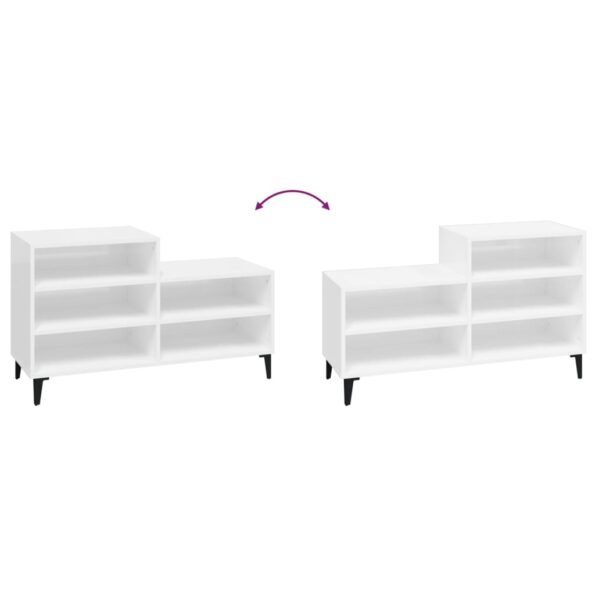 vidaXL Botník lesklý biely 102x36x60 cm spracované drevo – Obrázok 5