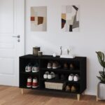 vidaXL Botník čierny 102x36x60 cm spracované drevo – Obrázok 3