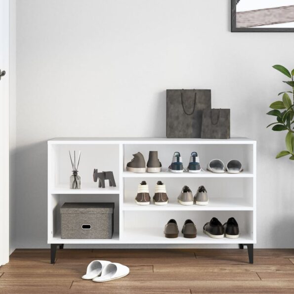 vidaXL Botník biely 102x36x60 cm spracované drevo – Obrázok 3
