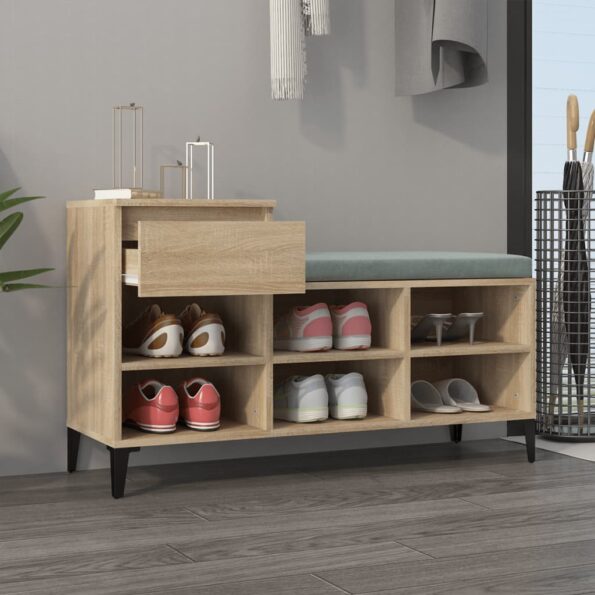 vidaXL Botník dub sonoma 102x36x60 cm spracované drevo – Obrázok 3