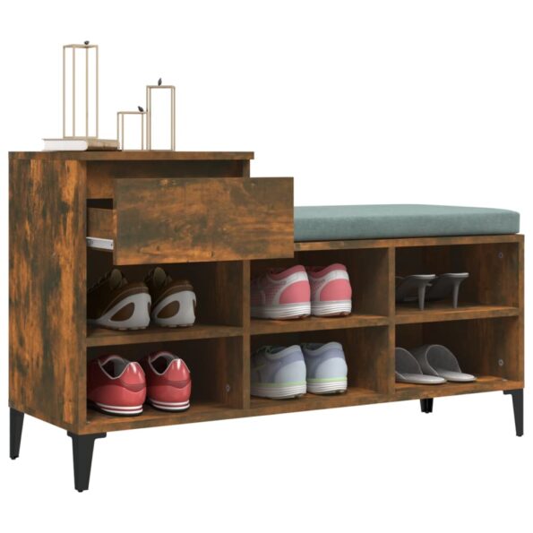 vidaXL Botník dymový dub 102x36x60 cm spracované drevo – Obrázok 5