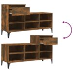 vidaXL Botník dymový dub 102x36x60 cm spracované drevo – Obrázok 9