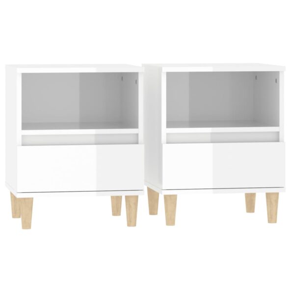 vidaXL Nočné stolíky 2 ks lesklé biele 40x35x50 cm – Obrázok 2