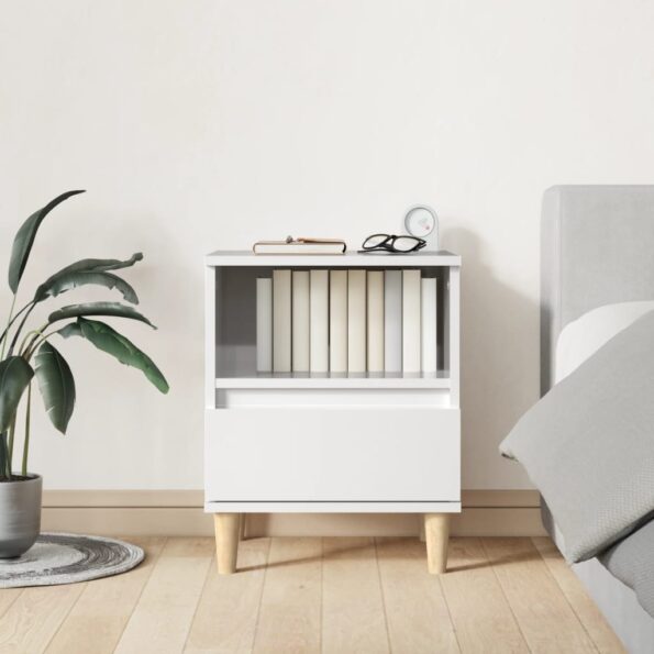 vidaXL Nočné stolíky 2 ks lesklé biele 40x35x50 cm – Obrázok 3