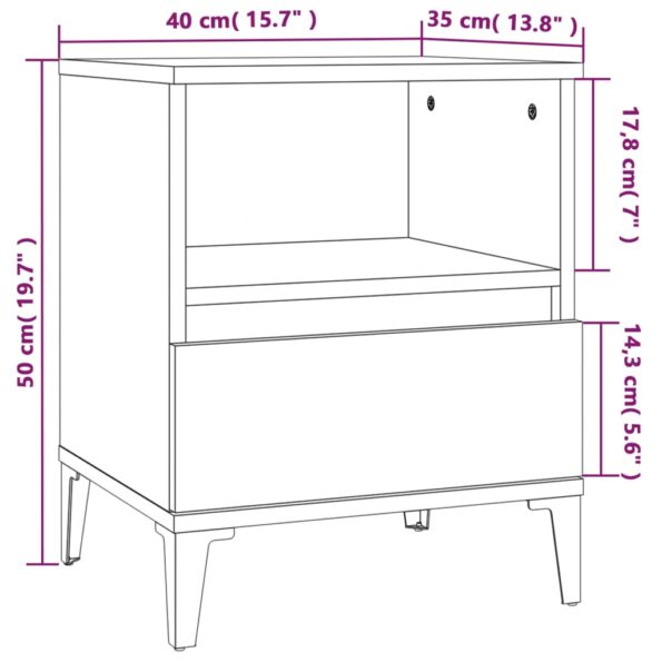 vidaXL Nočné stolíky 2 ks dymový dub 40x35x50 cm – Obrázok 11