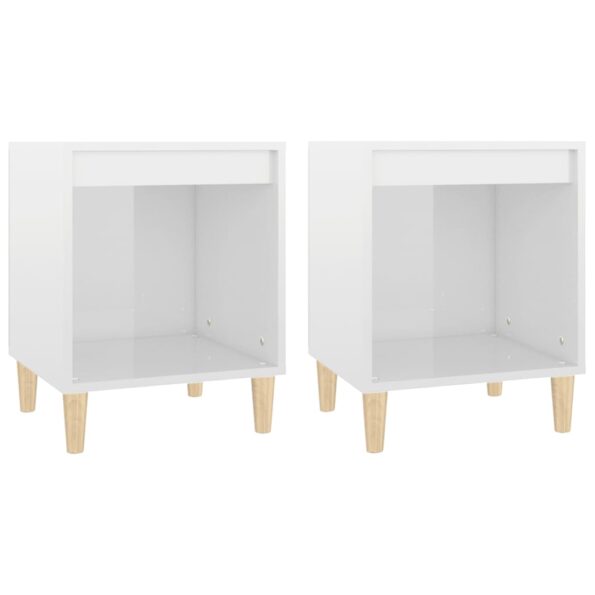 vidaXL Nočné stolíky 2 ks lesklé biele 40x35x50 cm – Obrázok 2